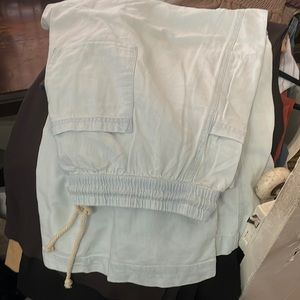 Pact XL Chambray wide leg cropped pant